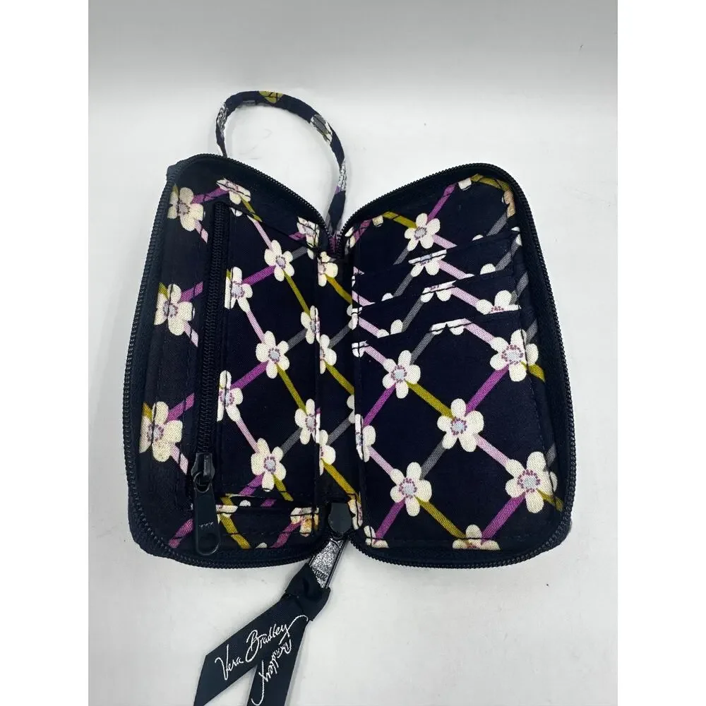 Vera Bradley Nightingale Wristlet All In One Wallet Blue Purple Green Floral